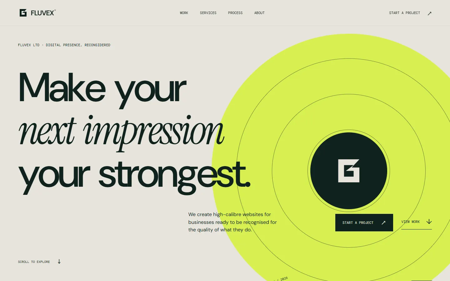 Fluvex Motion Lab — experimental homepage study